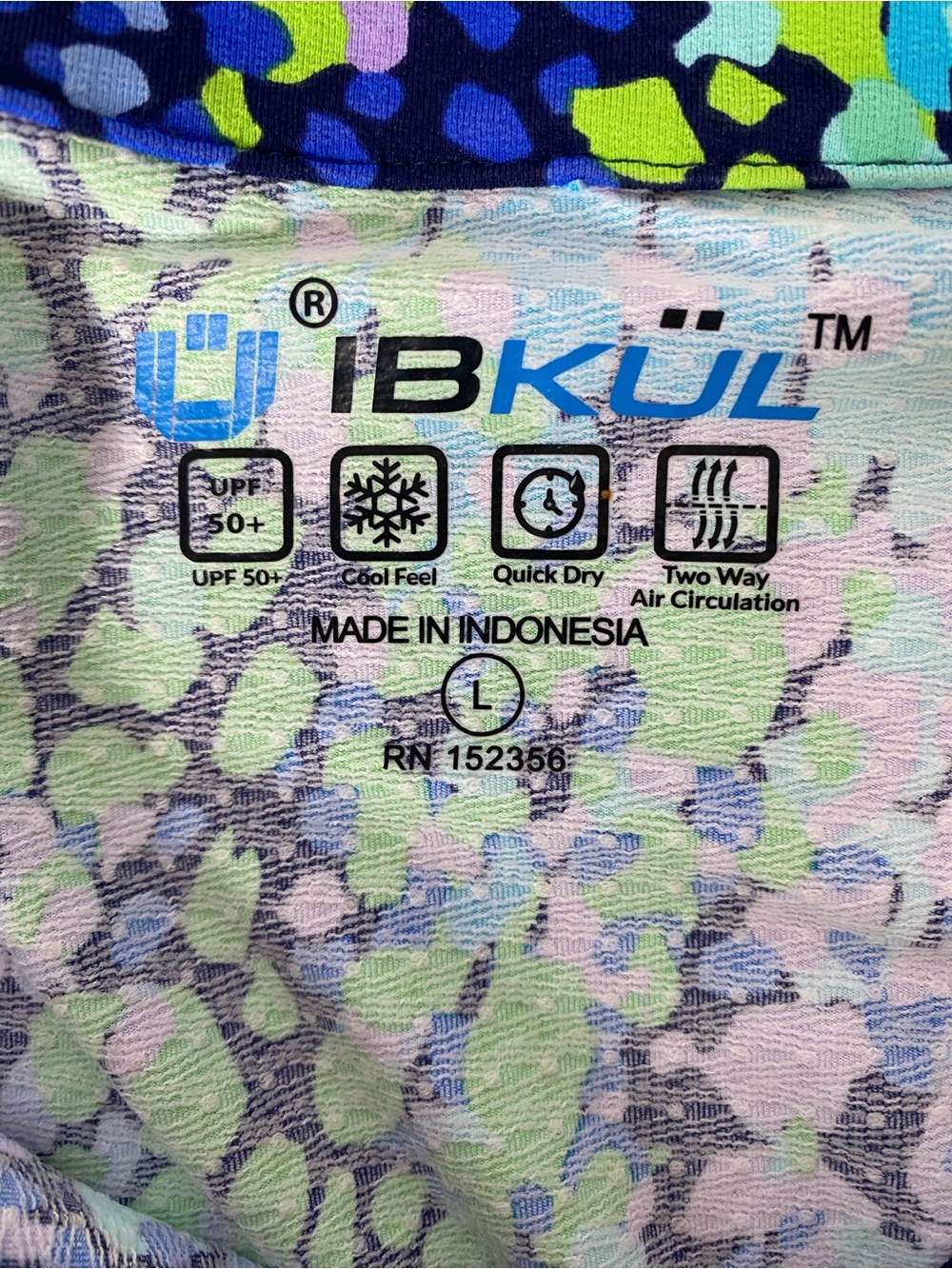 IBKUL Camille Mock Neck Qtr Zip Long Sleeve Top Multicolor Mesh Mosaic Large - Picture 6 of 9